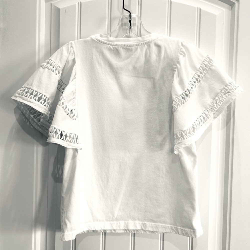 Anthropologie White Cotton Top with Flowing Sleeves - Picture 4 of 4